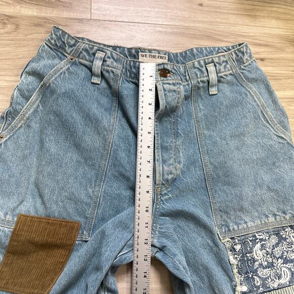 Free People We The Free Popular Demand Patched Jeans Size 30 - Picture 4 of 16